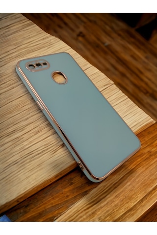 Oppo Uyumlu Ax7 Kenarları Parlak Altın Renkli Lazer Kılıf