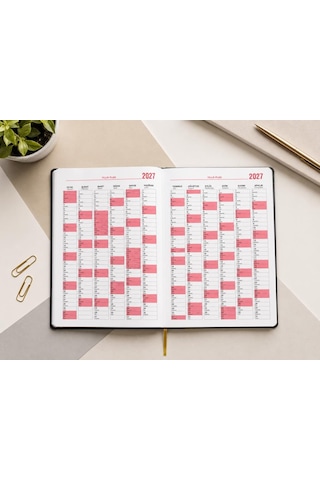Ofisinn 2027 Termo Deri Kapak 17x24 Cm Planlayıcı Günlük Ajanda 70 Gr Kırmızı