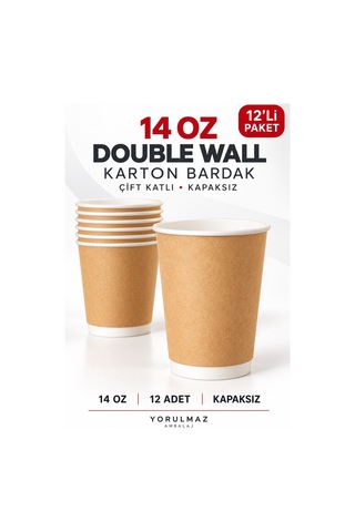 Double Wall Karton Bardak 14 Oz 12 Adet Çift Katmanlı Büyük Boy Sıcak İçecek Kağıt Bardak Renkli