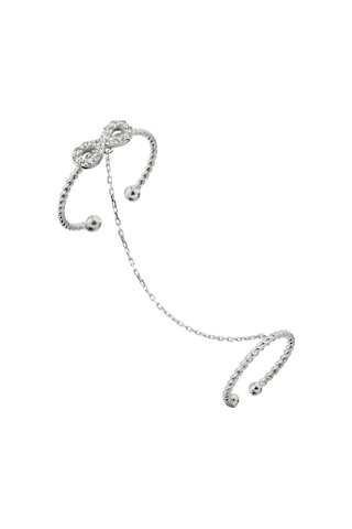 Sonsuzluk Figürlü Gümüş Zincirli Çift Yüzük - Y019101