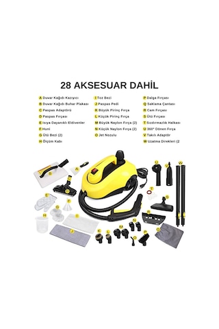 Robx S608 Çok Fonksiyonlu 28 Adet Aksesuarlı Buharlı Temizlik Makinesi