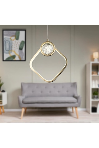 Frieda Tekli 3 Renkli 17 Watt Gold Ledli Modern Oturma Odası Salon Sarkıt Avize
