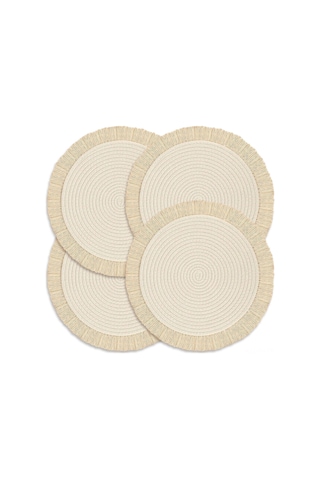 Folinda 4'lü Pamuklu Yıkama Eliyesi Seti - 13 İnç Isı Dayanıklı Masa Dekoru, Kaymazsız Dokulu, Ev Ve Restoran Kullanıma Uygun Bej