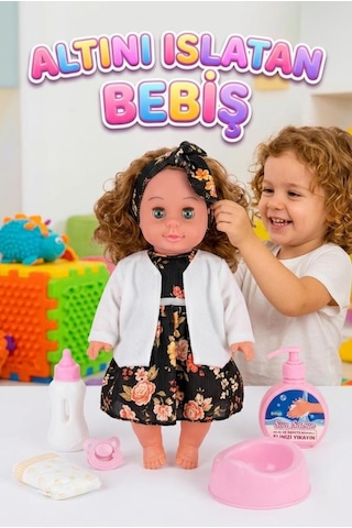 Mila Altını Islatan Bebek Seti 30 Cm Aksesuarlı Kolları Ve Kafası Et Oyuncak Bebek Beyaz