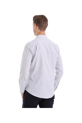 Hatemoğlu Gri Ç. Comfort Fit Çizgili Pamuklu Slim Yaka Uzun Kollu Spor Göml Gri