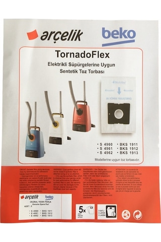 X-Bag Arçelik Uyumlu S 4961 TornadoFlex Süpürge Toz Torbası 15 Adet Standart