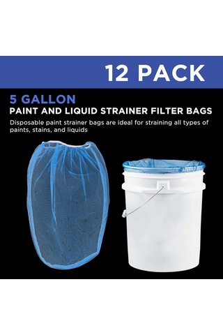 Xurunkeji İnce Naylon Ağlı 5 Galon Boya Sıvı Süzgeç Filtre Torbası, Tek Kullanımlık Filtre Torbası, Elastik Üst Açıklıklı 12'li Paket