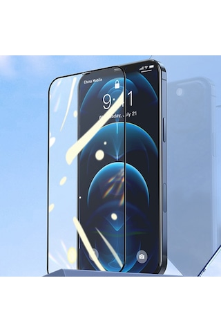 Baseus Apple Uyumlu iPhone 12 Mini Full Anti Blue Light Koruyucu 2Adet Siyah