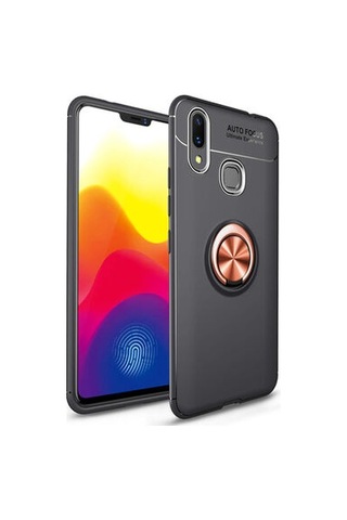 Xiaomi Mi Max 3 Kılıf Yüzüğü Stant Ve Araç Tutucu Olabilen Şık Esnek Premium Silikon Kapak Ryc/ravel Siyah - Rose Gold