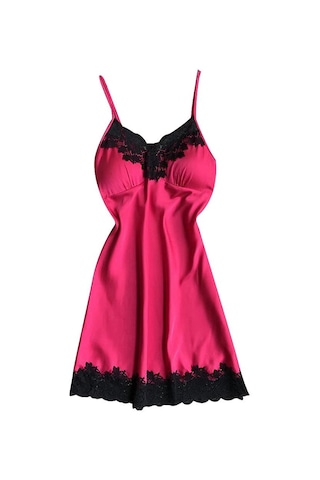 Saten Pijamalar Kadın Bayan Kıyafeti Gecelik Seksi İç Çamaşırı Göğüs Pedleri İle Şarap