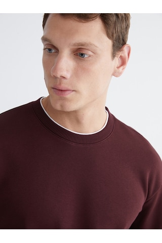 Lcw Vision Bordo Bisiklet Yaka Erkek Kalın Sweatshirt