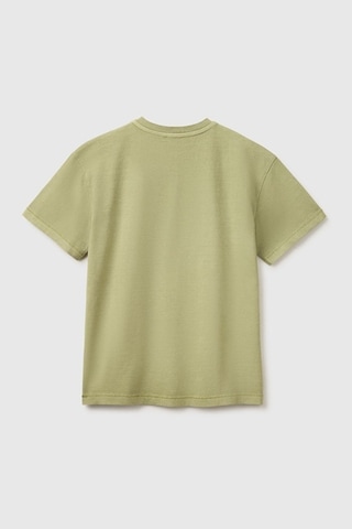 United Colors Of Benetton Erkek Çocuk Haki Baskı Detaylı Düğmeli Yuvarlak Yaka T-shirt 6-14 Yaş -2852