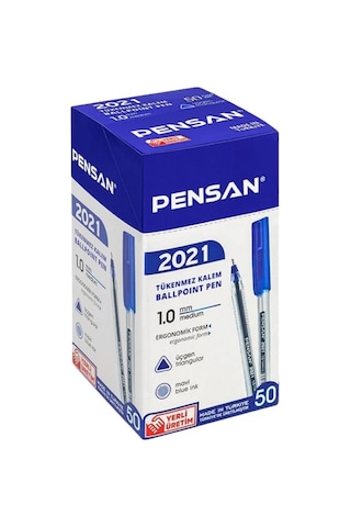 Pensan Tükenmez Kalem Üçgen Gövde 1.0 mm 50'li Mavi
