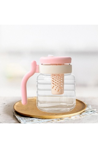 Suntek Demlikli Cam Çay Bardağı 950ml Ev Egzersiz Pembe