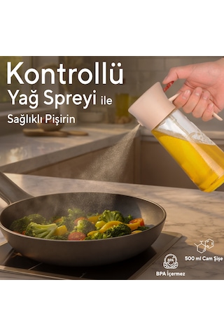 Kumtel 500 Ml Çok Amaçlı Cam Sprey Yağdanlık Hspr-02 Bej