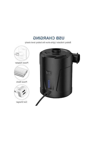 Fortunelane Taşınabilir Kablosuz Hava Pompa - Çadır, Hava Yatağı, Yüzme Halka İçin Şişirme Siyah