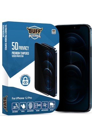 Buff Apple Uyumlu   iPhone 12 Pro 5D Privacy Ekran Koruyucu (535539566)