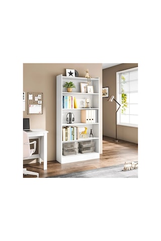 Mdf White Library Kitaplık Beyaz