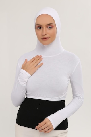 Altobeh Uzun Kollu Boyunluklu Boneli Yarım Body Beyaz Çok Renkli