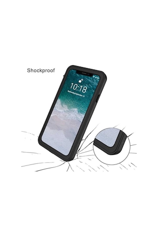 Apple Uyumlu iPhone XS 5.8 Kılıf Toz Kir Su Geçirmez Kapak Siyah