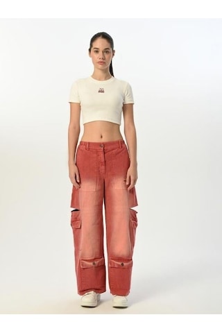 Zekids Kız Çocuk Paçası Cepli Gabardin Pantolon-15520 Pembe