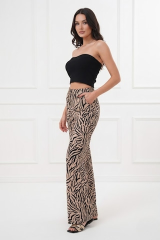 Buyolog Kadın Zebra Desenli İnce Saten Yazlık Bol Paça Eşofman Altı Hafif & Şık Bej