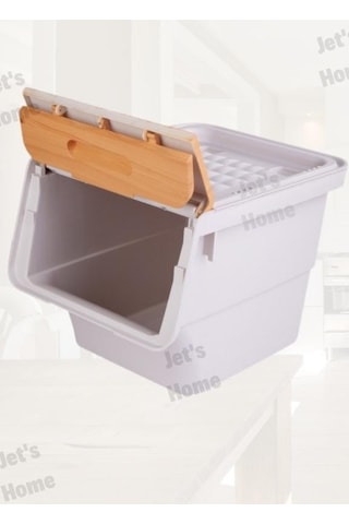 Tekerlekli Sebzelik Bpa Free Soğanlık Oyuncaklık Organizer Bambu Desen 33 Lt Bambu