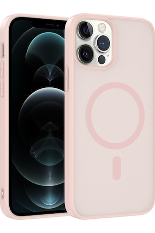 Ardemix Apple iPhone Uyumlu 12 Pro Kılıf M-safe Şarj Özellikli Zore Babet Kapak - Siyah