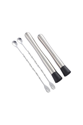 Lezzetli Mojitolar Yapmak İçin 2 Karıştırma Kaşığıyla Kokteyl Ezici Gümüş