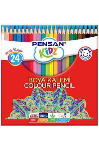 Pensan Kidz Kuru Boya 24 Renk Tam Boy Çok Renkli