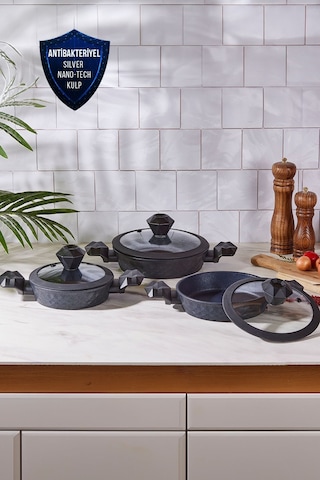 Karaca  Biodiamond Antibakteriyel Kulp İndüksiyon Tabanlı 6 Parça Sahan Seti