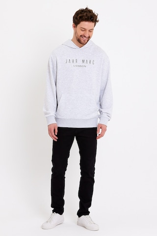 JAHR MARC Baskılı Kapüşonlu Gri Oversize Erkek Sweatshirt Gri