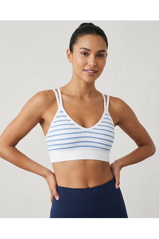Stormwear Kadın 2'li Fitilli Kumaş Çizgili Büstiyer Crop Top Siyah/mavi Mavi - Siyah