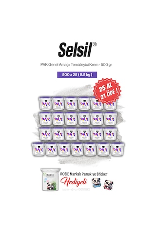 Selsil 25 Al 21 Öde Pak Genel Amaçlı Temizleyici Krem 500 Gr Ve Rosie Pamuk