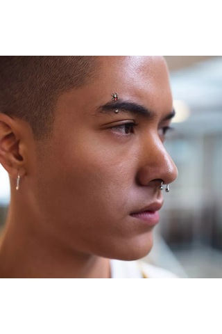 Spikes Titanyum Septum Halka Küpe, Daire Şeklinde Piercing Gülümseme 175500364 Altın