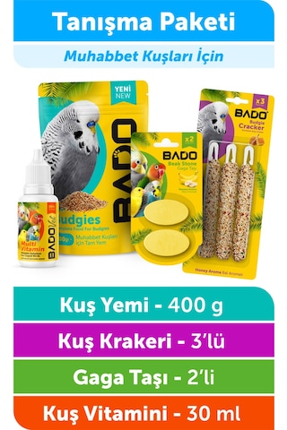 Bado Kuş Tanışma Paketi 4lü Yem+vitamin+kraker+gaga Taşı