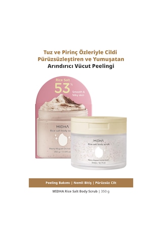 Midha Rice Salt Tuz ve Pirinç İçeren Arındırıcı Vücut Peeling 350 ML