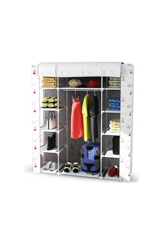 Sepettenevar Çift Yandan Raflı Askılı Kaliteli Bez Dolap - Rengarenk