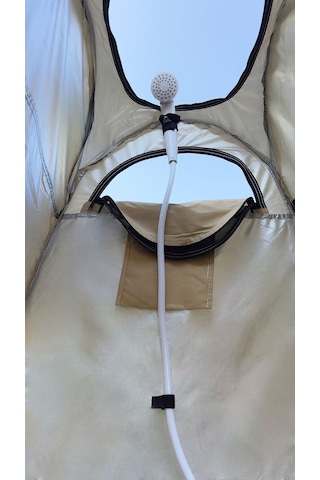 Alfa Balık Kamp Alanı Giyinme Duş Ve Wc Çadırı Otomatik Açılır Bej