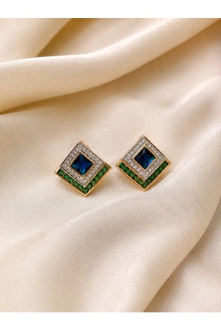 Safir Geometrik Küpe Çok Renkli