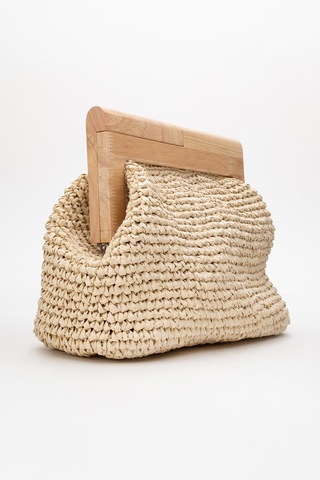 Dericlub Kadın Handmade Hasır Bohem Clutch El Çantası Zy 25009 Bej