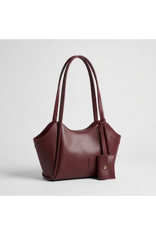 Trendexa Bordo Gold Aksesuarlı Omuz Çantası Kadın Günlük Şık El Ve Omuz Çantası 30x21 Cm Mac