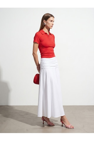 Dilvin 32614 Polo Yaka Top-kırmızı