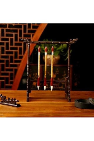 Willowhaven Ahşap Çin Fırça Kalem Asılı Musluk Tutucu 6 Asılı 12-pin Kaligrafi Standart Çok Renkli