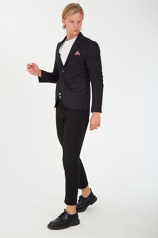 Sposo 5135 Dar Kalıp Kareli Siyah Erkek Blazer Ceket Siyah