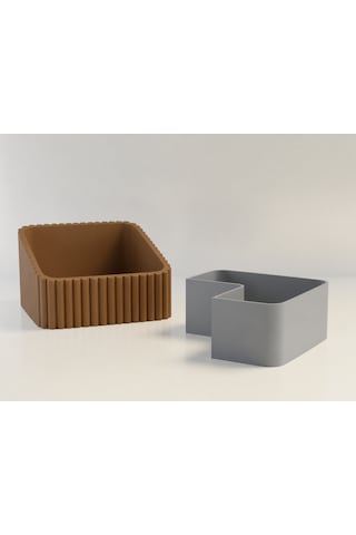Vaveni 3d Baskı Fıstık Kasesi - Çift Hazneli Kabuk Ayırıcı Sunum Kasesi - Kahverengi Gri Arz