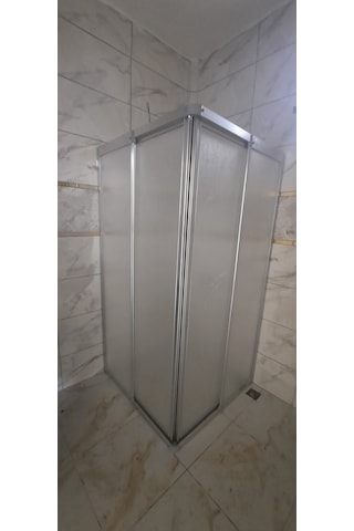 Girayduşakabin 90x120 Parlak Profil Mika Köşe Girişli Kabin Gümüş