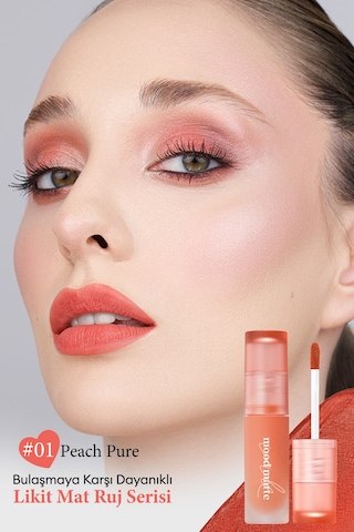 Mat Bitişli Dolgun Ve Pürüzsüz Görünüm Sunan Tint Perıpera Ink Mood Matte Tint 01 Peach Pure 01