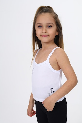 Toontoy Kız Çocuk Baskılı Kare Yaka Basic Atlet Beyaz