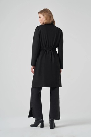 Nuss 6012 Yaka Taş İşlemeli Süvet Kap - Siyah Siyah